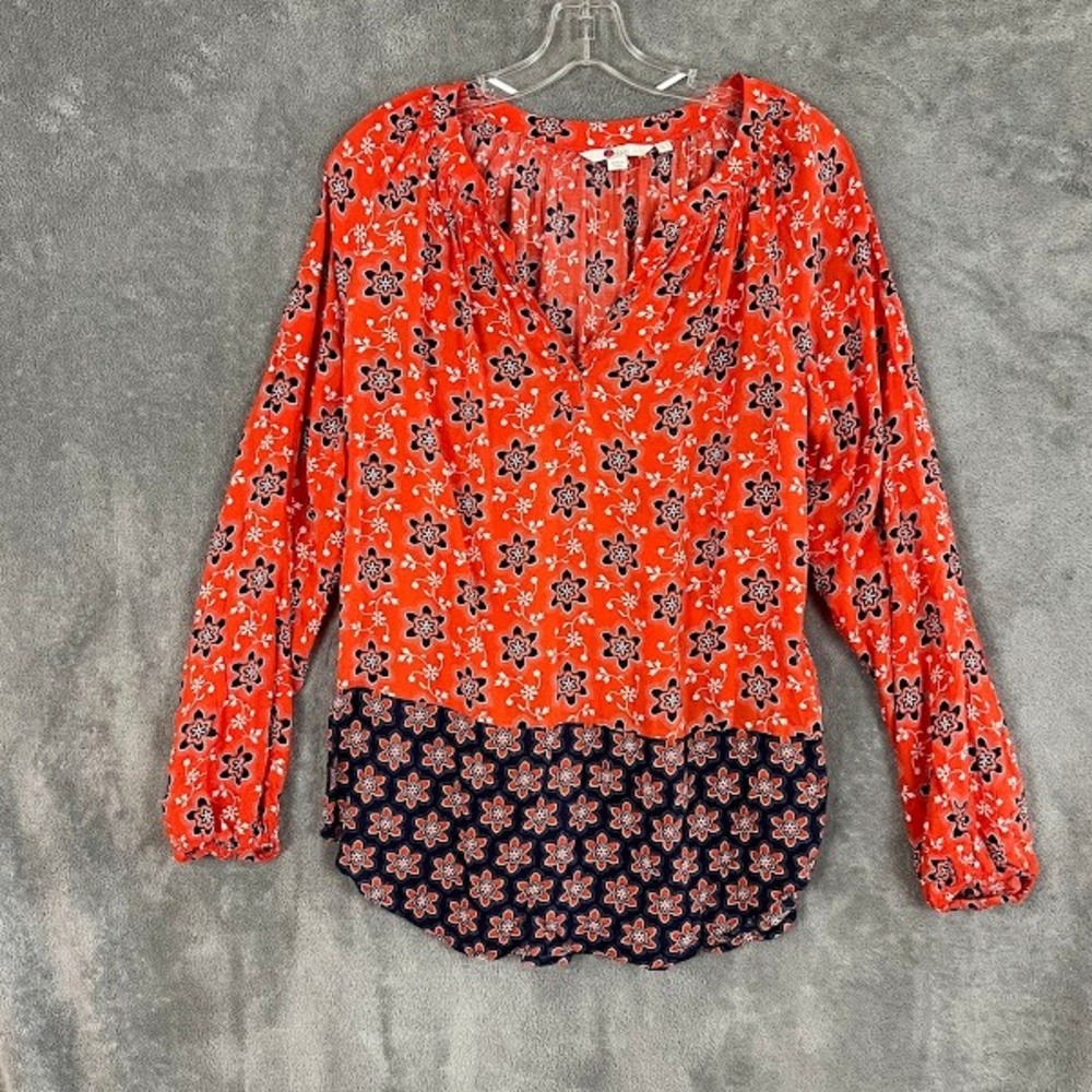 Boden Maya Floral Blouse Womens 6 High Low Vibrant Preppy Casual Relaxed